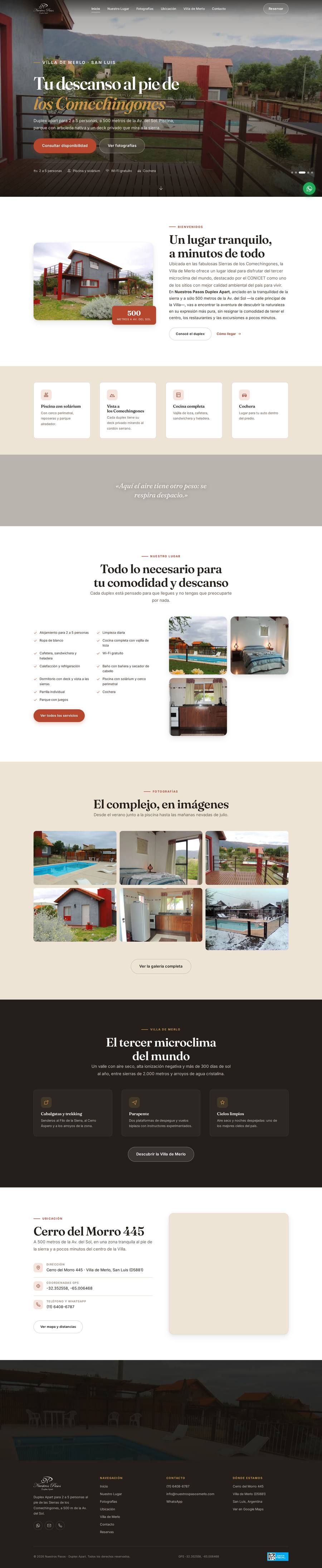 Sitio web de Nuestros Pasos Duplex Apart, Villa de Merlo